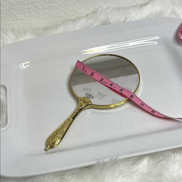 Elegant Goldtone Handheld Vanity Mirror - Picture 6 of 7